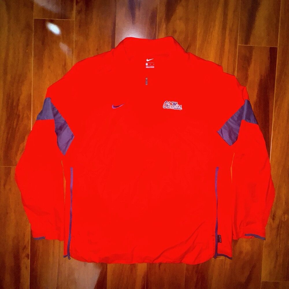 Nike Ole Miss Rebels On Field Jacket Mens XL Red Navy Full Zip NCAA Football